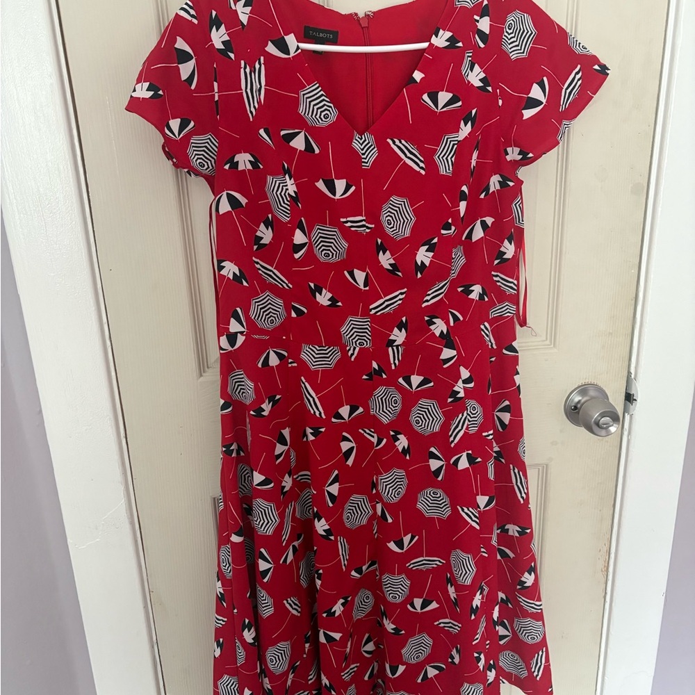 Talbots Red and Black Patterned Maxi Dress